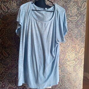 Short Sleeve Womens Light Blue Top 1XL
